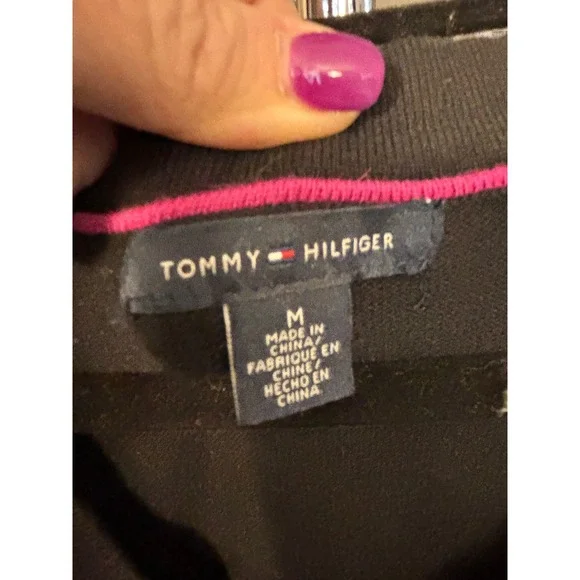 Tommy Hilfiger Womens Argyle V-Neck Sleeveless Knit Sweater Dress Pink Black M - Picture 3 of 6